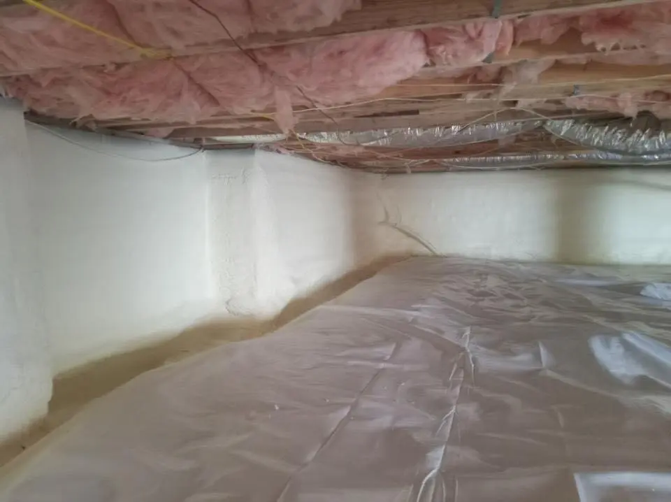 Crawl space encapsulation with closed-cell spray foam for Roof Waterproofing in Fairfax